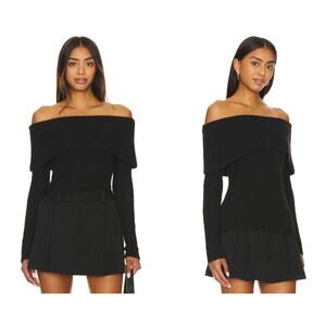 Central Park West Gwyneth Off-shoulder Sweater in Black
